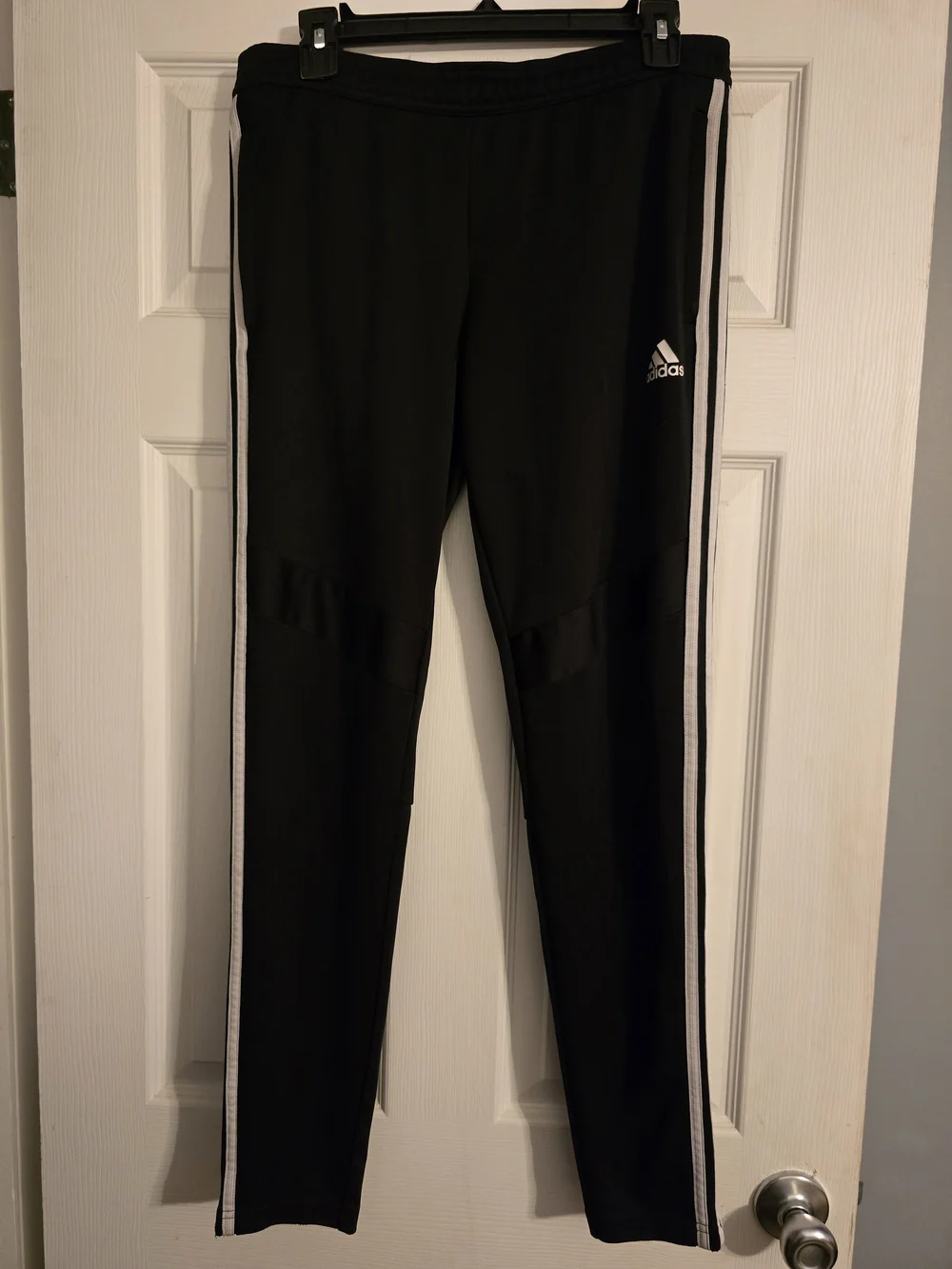 Adidas Mens Black Athletic Track Pants with White Side Stripes
